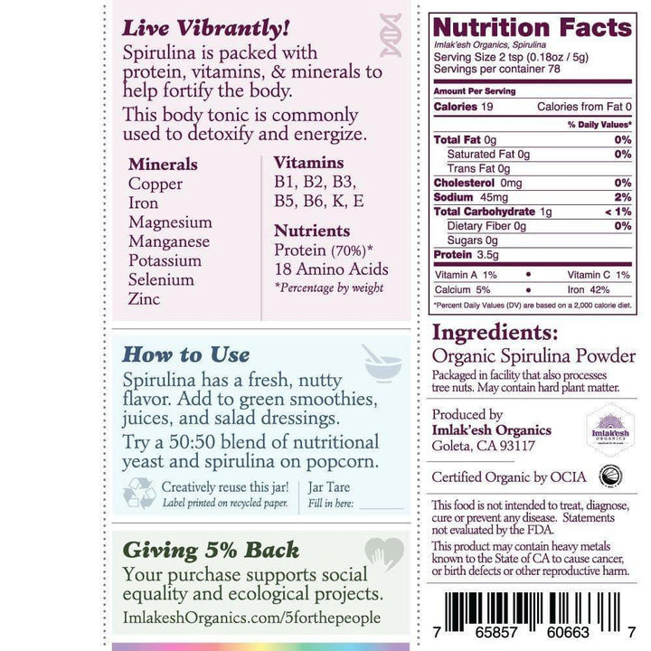 Imlakesh Organics – Spirulina Powder, 14 oz- Pantry 2