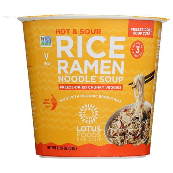 Lotus Foods – Hot & Sour Rice Ramen Noodle Soup Cup, 1.98 oz | Pack of 6- Pantry 1