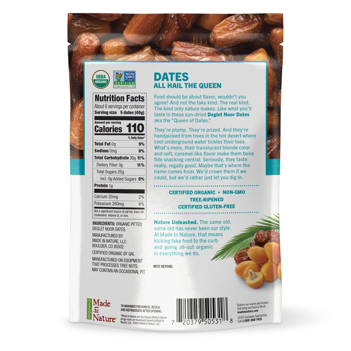 Made In Nature – Dried Dates Supersnacks, 8 oz- Pantry 2