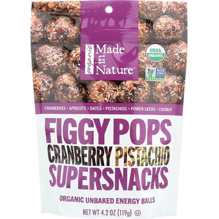 Made In Nature – Figgy Pops Cranberry Pistachio Supersnacks, 4.2 oz- Pantry 1
