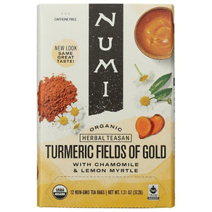 Numi Tea - Fields of Gold Turmeric Tea - 12 Bags, 1.1 Oz