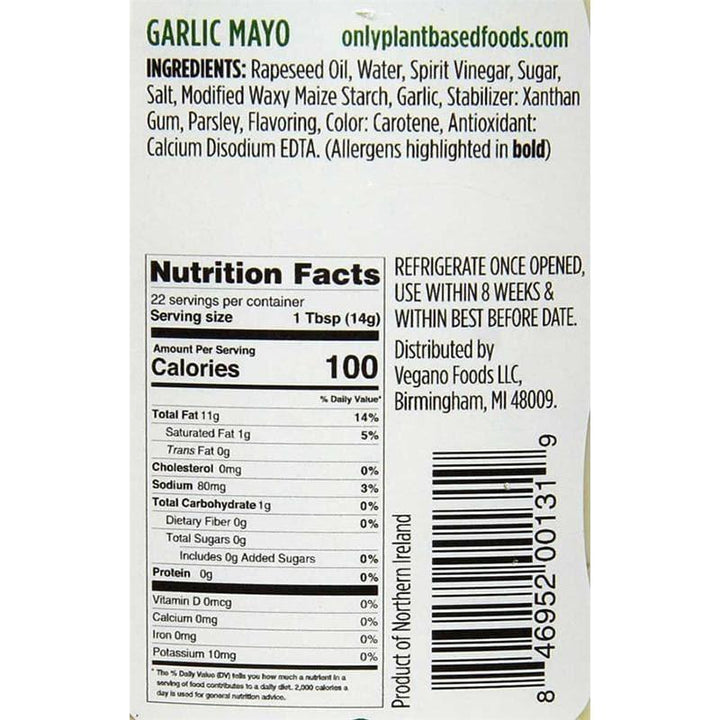Only Plant Based - Garlic Mayonnaise, 11 oz- Pantry 2