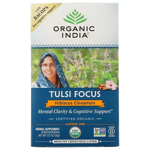 Organic India - Tulsi Focus Hibiscus Cinnamon Tea - 18 bags, 1.2 Oz
