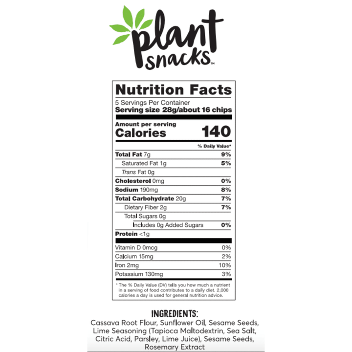 Plant Snacks - Lime Cassava Root Chips, 5 Oz- Pantry 2