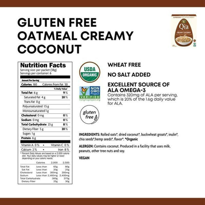 Qi’a – Creamy Coconut Oatmeal, 8 oz- Pantry 2