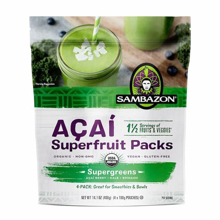 Sambazon - Supergreens Acai, Kale & Spinach Superfruit, 4 Pack- Pantry 1