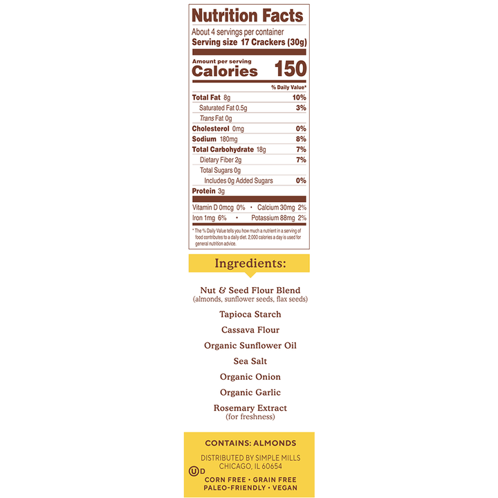 Simple Mills - Almond Flour Crackers With Sea Salt, 4.25 Oz- Pantry 2
