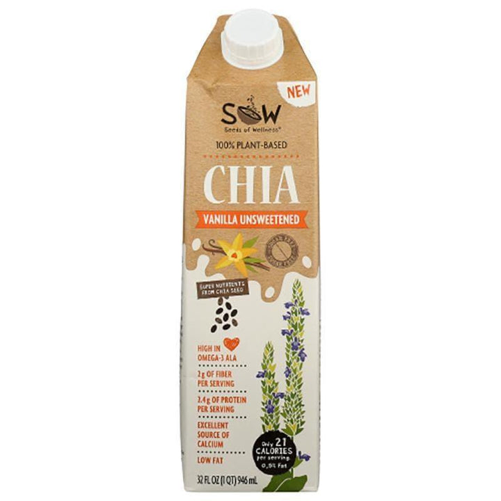 SOW – Unsweetened Vanilla Chia Milk, 32 oz- Pantry 1