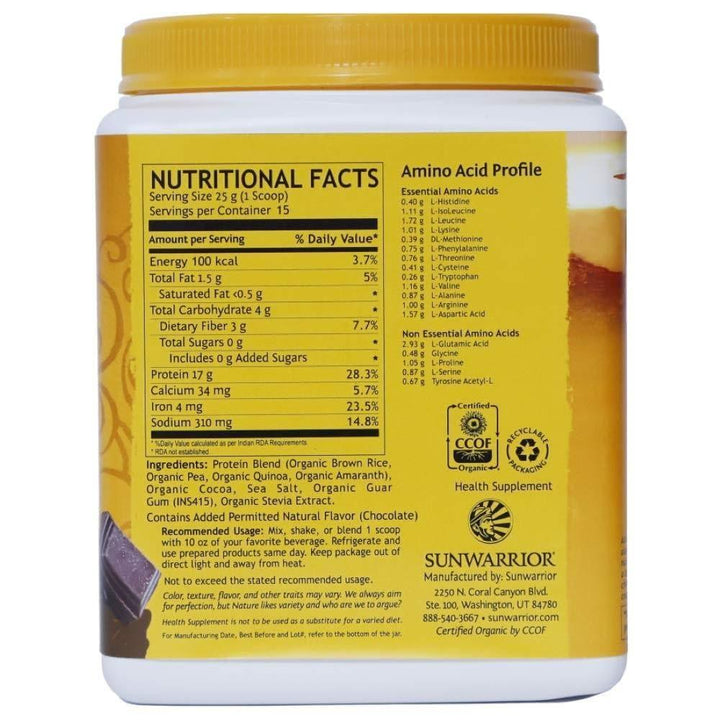Sunwarrior - Chocolate Classic Plus Protein Powder, 13.2 Oz- Pantry 2