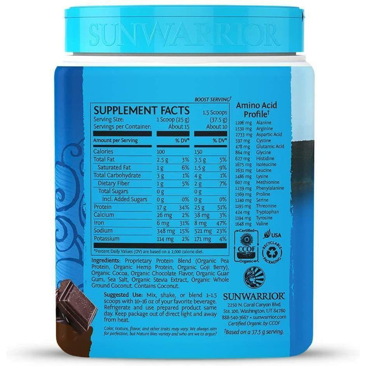 Sunwarrior - Chocolate Protein Powder, 13.2 Oz- Pantry 2