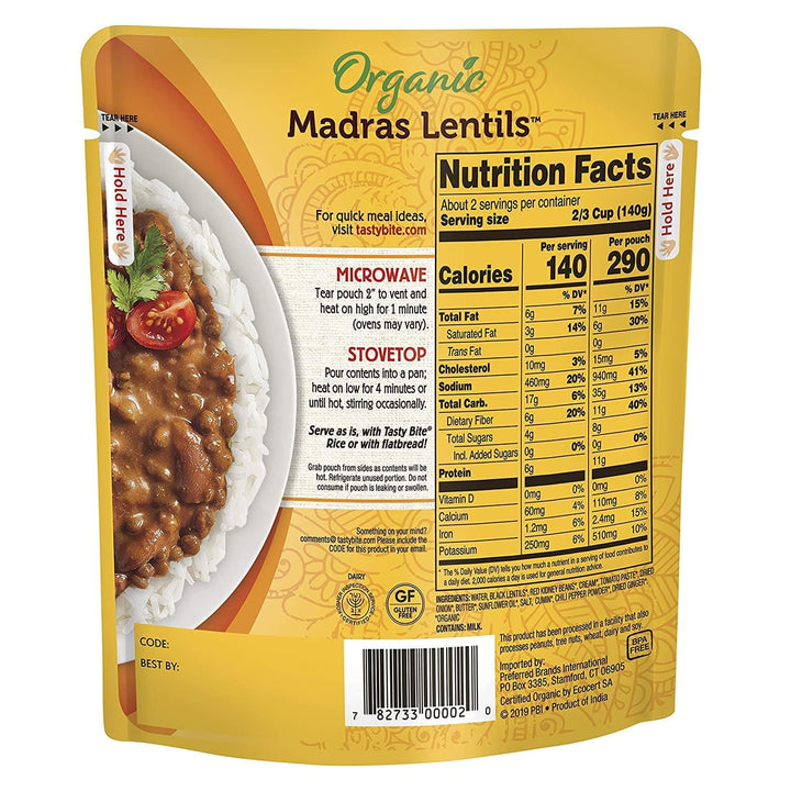 Tasty Bite – Indian Madras Lentils 3 Bean, 10 oz- Pantry 2