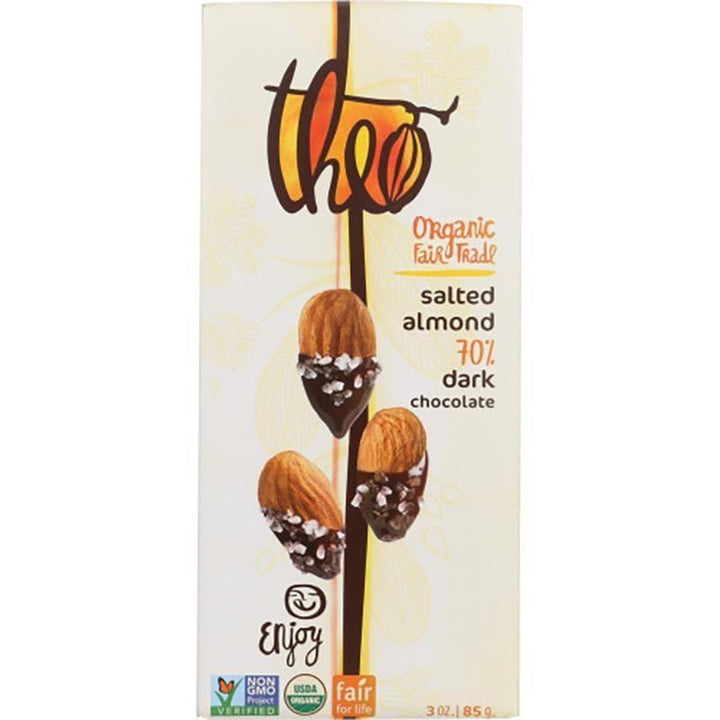 Theo Chocolate - Salted Almond 70% Dark Chocolate Bar, 3 Oz- Pantry 1