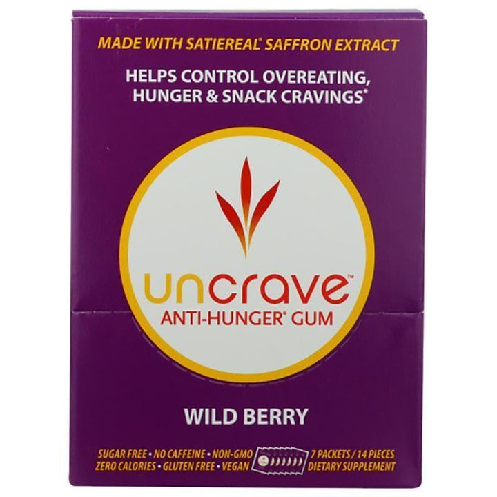 UnCrave – Anti-Hunger Gum Berry, 7 packs of 14 pieces- Pantry 1