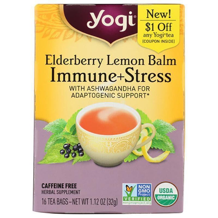 Yogi Tea - Elderberry Lemon Balm Immune & Stress, 16 Bags, 1.1 oz- Pantry 1